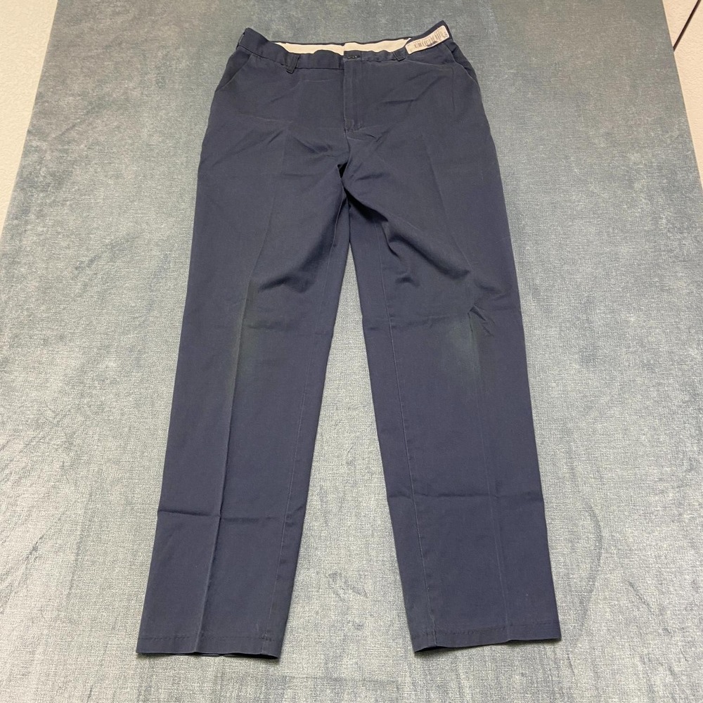 Cintas Comfort Flex Chino Pants Mens 34 Blue Mid Rise Relaxed Fit Straight Leg